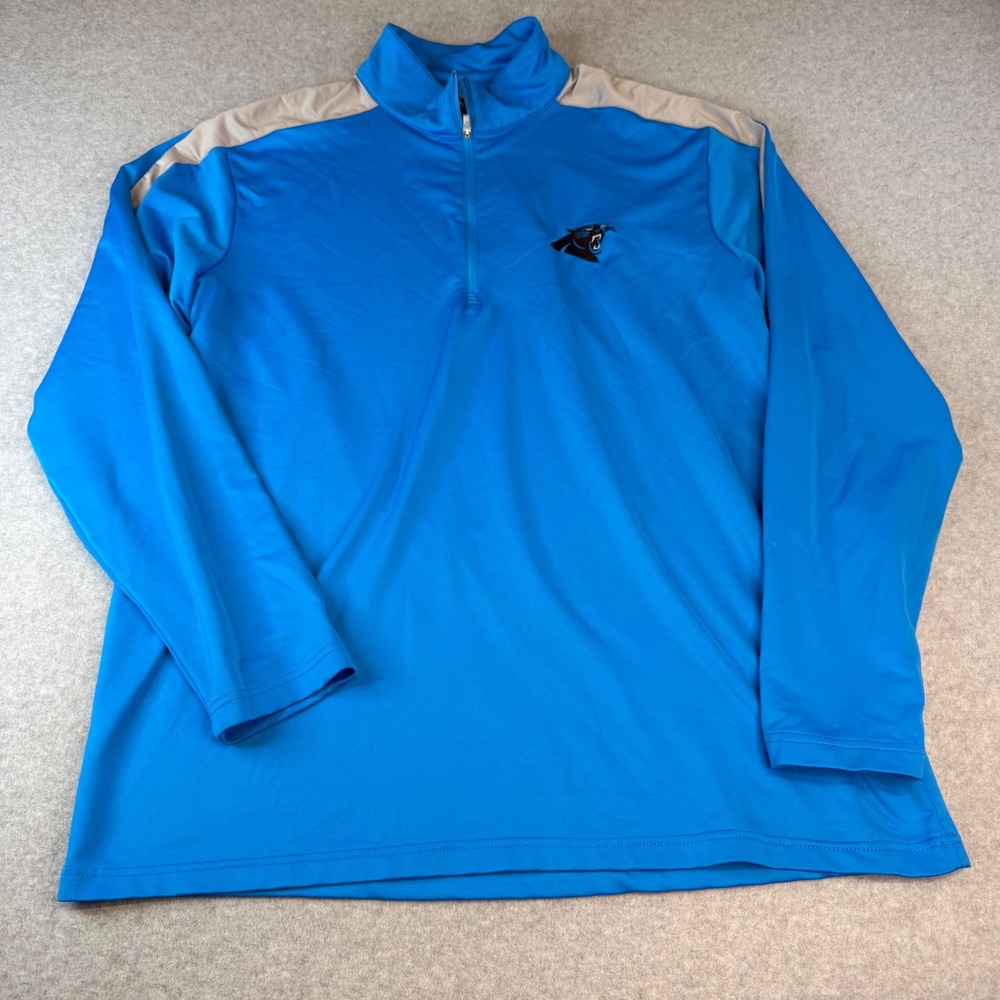 Antigua Carolina Panthers Mens Large Blue Quarter Zip Pullover Performance Shirt
